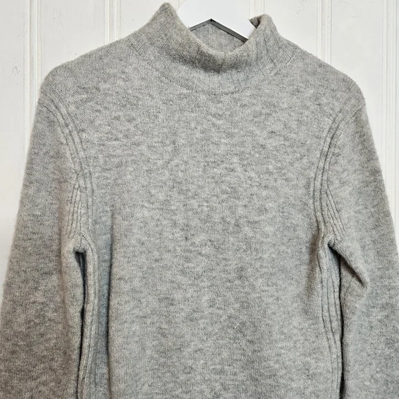 J. Crew Point Sur Gray Mock Neck Merino Wool Alpaca Blend Sweater Womens Size S - Picture 3 of 14
